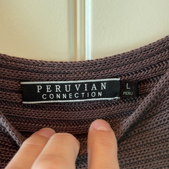 PERUVIAN connection dark chocolate brown tank tunic beautiful boho neutral LG - Picture 8 of 17